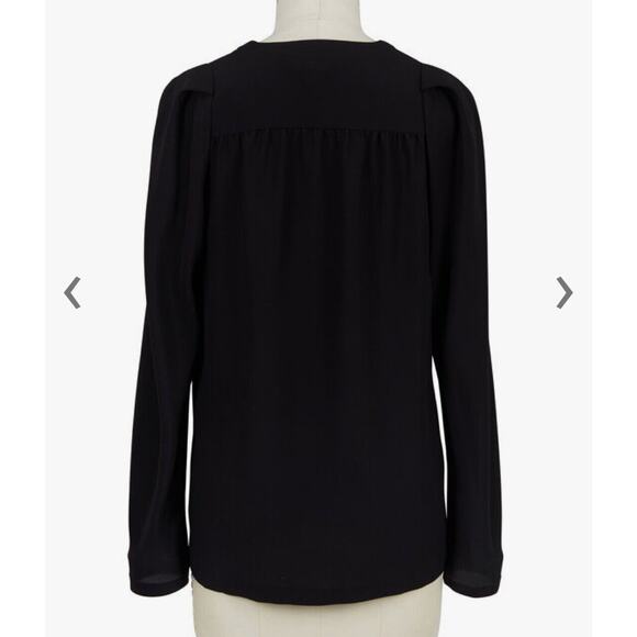 Stella McCartney Black V Neck Gathered Front Back Long Sleeve Silk Blouse 42 - Picture 3 of 16